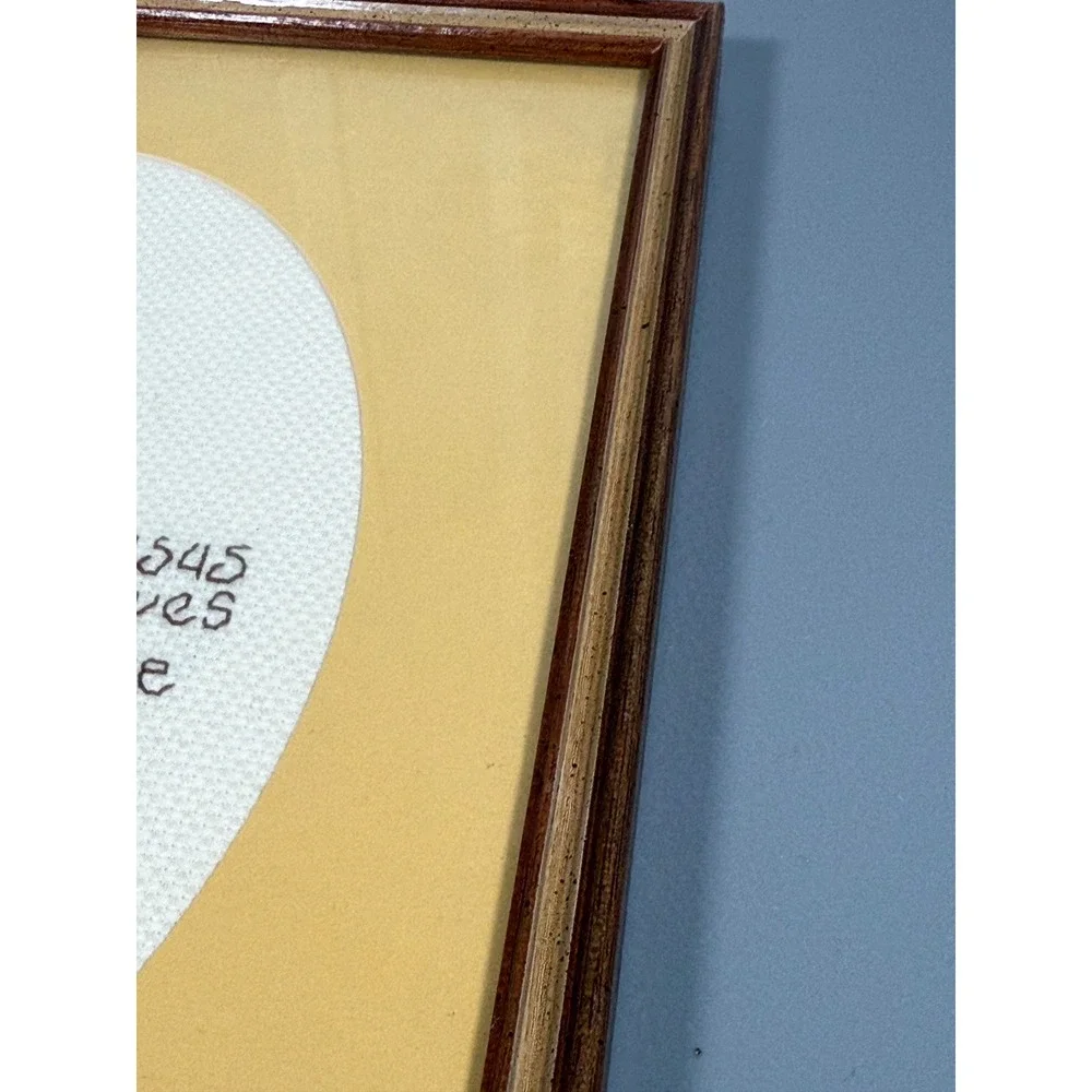 Vintage Precious Moments Jesus Loves Me Cross Stitch Framed Nursery Wall Art